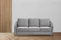 K-LIVING DAPHNE PLUSH VELVET SOFA SET WITH CHROME LEGS IN GREY (Includes Sofa, Loveseat and Chair)