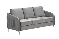 K-LIVING DAPHNE PLUSH VELVET SOFA SET WITH CHROME LEGS IN GREY (Includes Sofa, Loveseat and Chair)