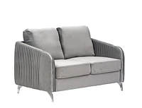 K-LIVING DAPHNE PLUSH VELVET SOFA SET WITH CHROME LEGS IN GREY (Includes Sofa, Loveseat and Chair)