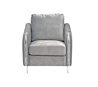 K-LIVING DAPHNE PLUSH VELVET SOFA SET WITH CHROME LEGS IN GREY (Includes Sofa, Loveseat and Chair)