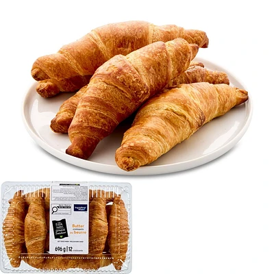Croissants au beurre Mon marché fraîcheur 12 morceaux, total de 696 g