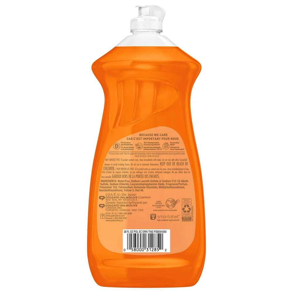 Palmolive Essential Clean Liquid Dish Soap, Orange Tangerine, 828mL