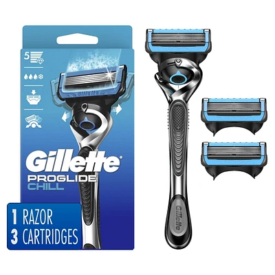 Rasoir Gillette ProGlide Chill pour hommes, 1 manche avec de rechange
