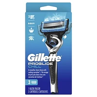 Gillette ProGlide Chill Razor for Men, 1 Handle + 3 Blade Refills
