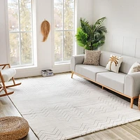 Rug Branch Casa Abstract Indoor Area Rug, Beige Cream, Boho - Living Room, Bedroom, Dining Room