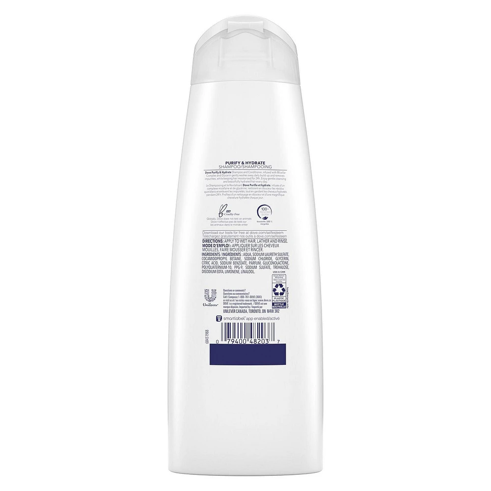 Dove Purify & Hydrate Shampoo, 355 ml Shampoo