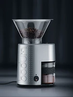 Bodum Bistro Electric Coffee Burr Grinder, Die Cast Aluminum, Brushed, Brushed Silver