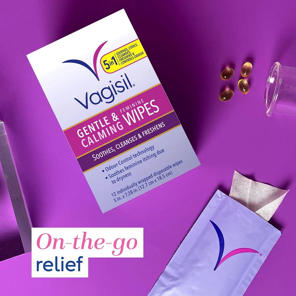 Vagisil® Gentle & Calming Feminine Wipes, 12 Flushable wipes