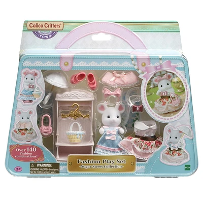 Calico Critters Fashion Playset Sugar Sweet Collection, Dollhouse Playset with Marshmallow Mouse Figure and Fashion Accessories