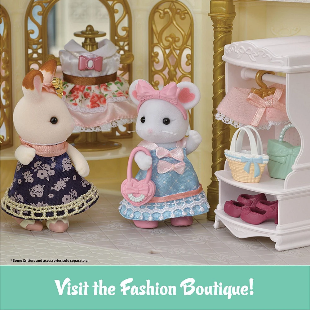 Calico Critters Fashion Playset Sugar Sweet Collection, Dollhouse Playset with Marshmallow Mouse Figure and Fashion Accessories
