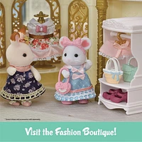 Calico Critters Fashion Playset Sugar Sweet Collection, Dollhouse Playset with Marshmallow Mouse Figure and Fashion Accessories