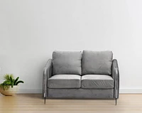 K-LIVING DAPHNE PLUSH VELVET LOVESEAT WITH CHROME LEGS IN GREY