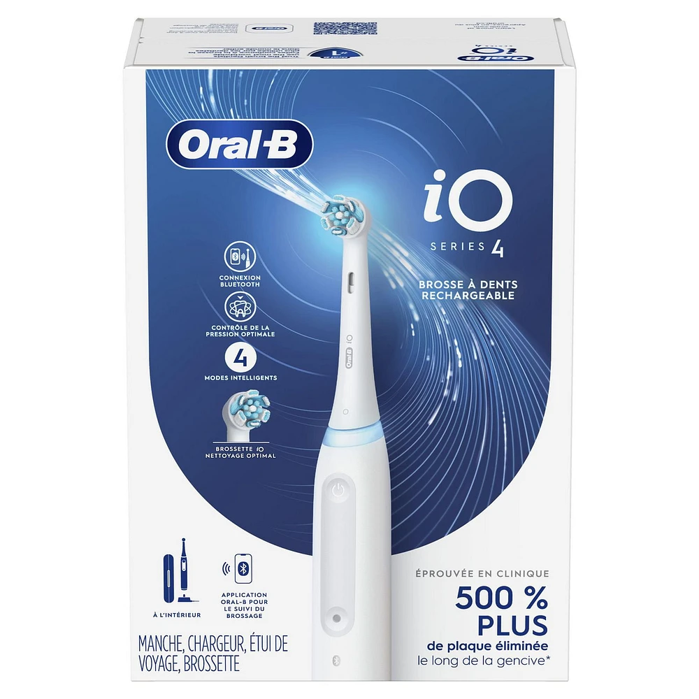 Brosse à dents électrique Oral-B iO Series 4 avec (1) brossette, rechargeable, blanc 1CT