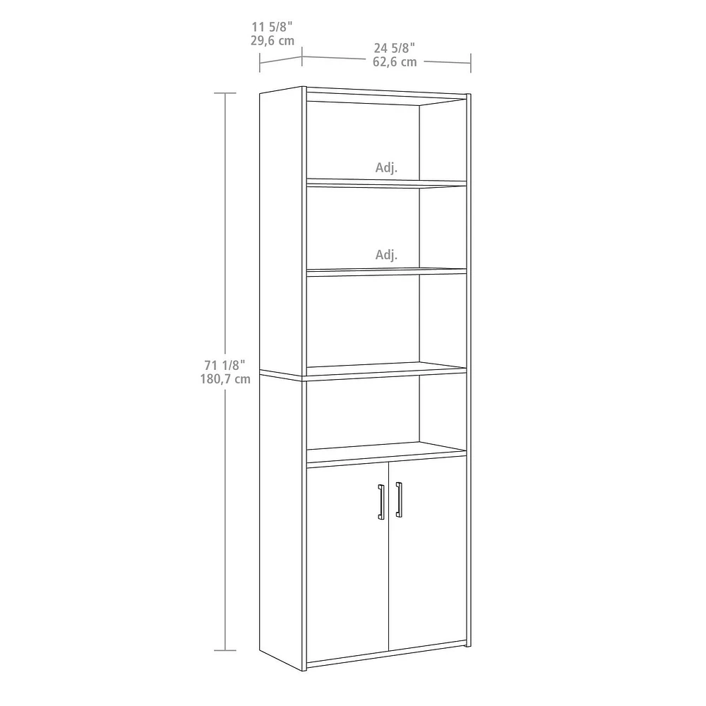 Mainstays Traditional 5 Shelf Bookcase with Doors