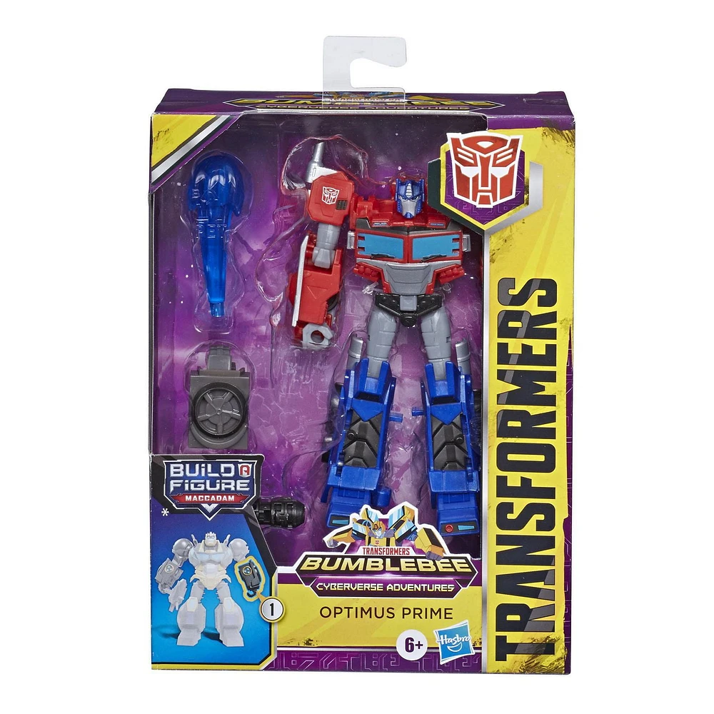 Transformers Toys Cyberverse Deluxe Class Optimus Prime Action Figure, Matrix Mega Shot Attack Move and Build-A-Figure Piece- 5-inch