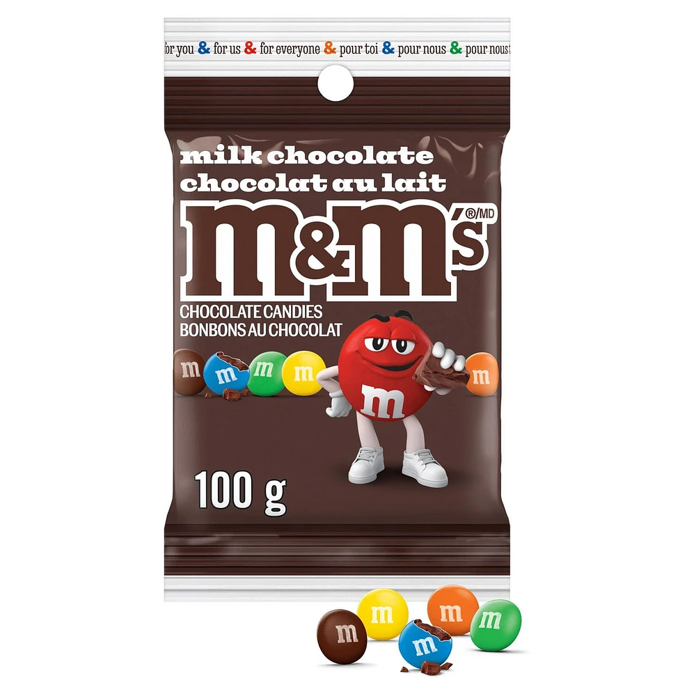 M&M'S, Milk Chocolate Candies, Snacking Bag, 100g, 100g