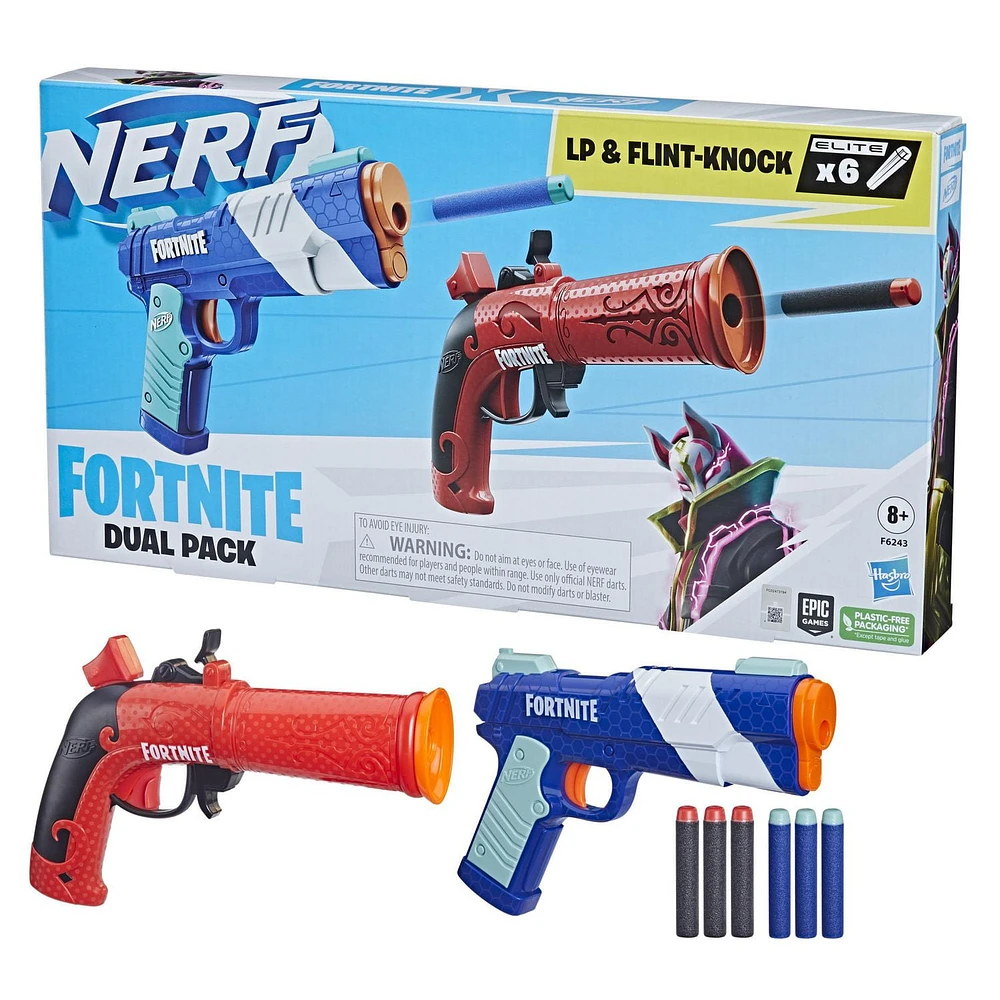 Nerf Fortnite Dual Pack, inclut 2 blasters Nerf, 6 fléchettes Nerf Elite À partir de 8 ans