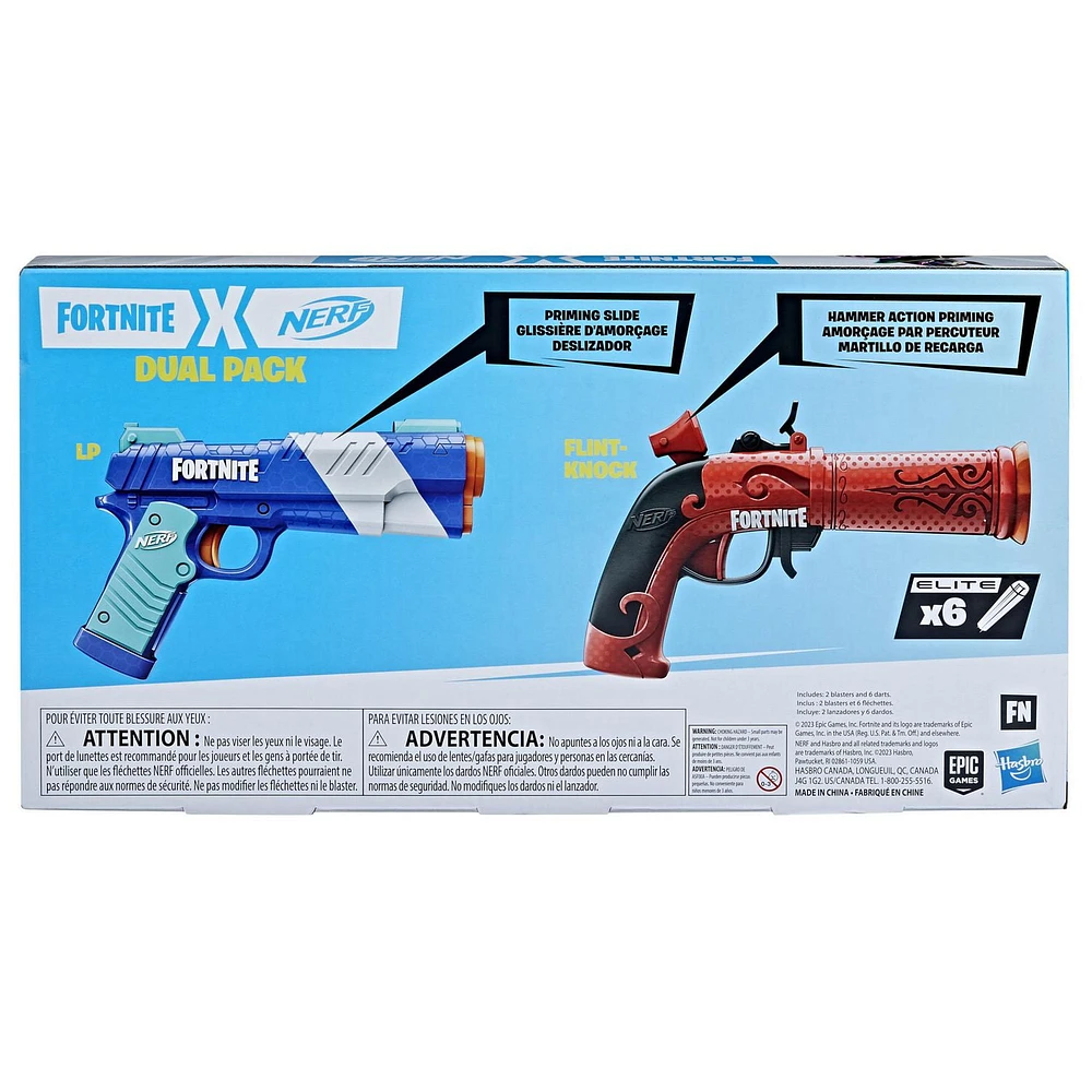 Nerf Fortnite Dual Pack, inclut 2 blasters Nerf, 6 fléchettes Nerf Elite À partir de 8 ans