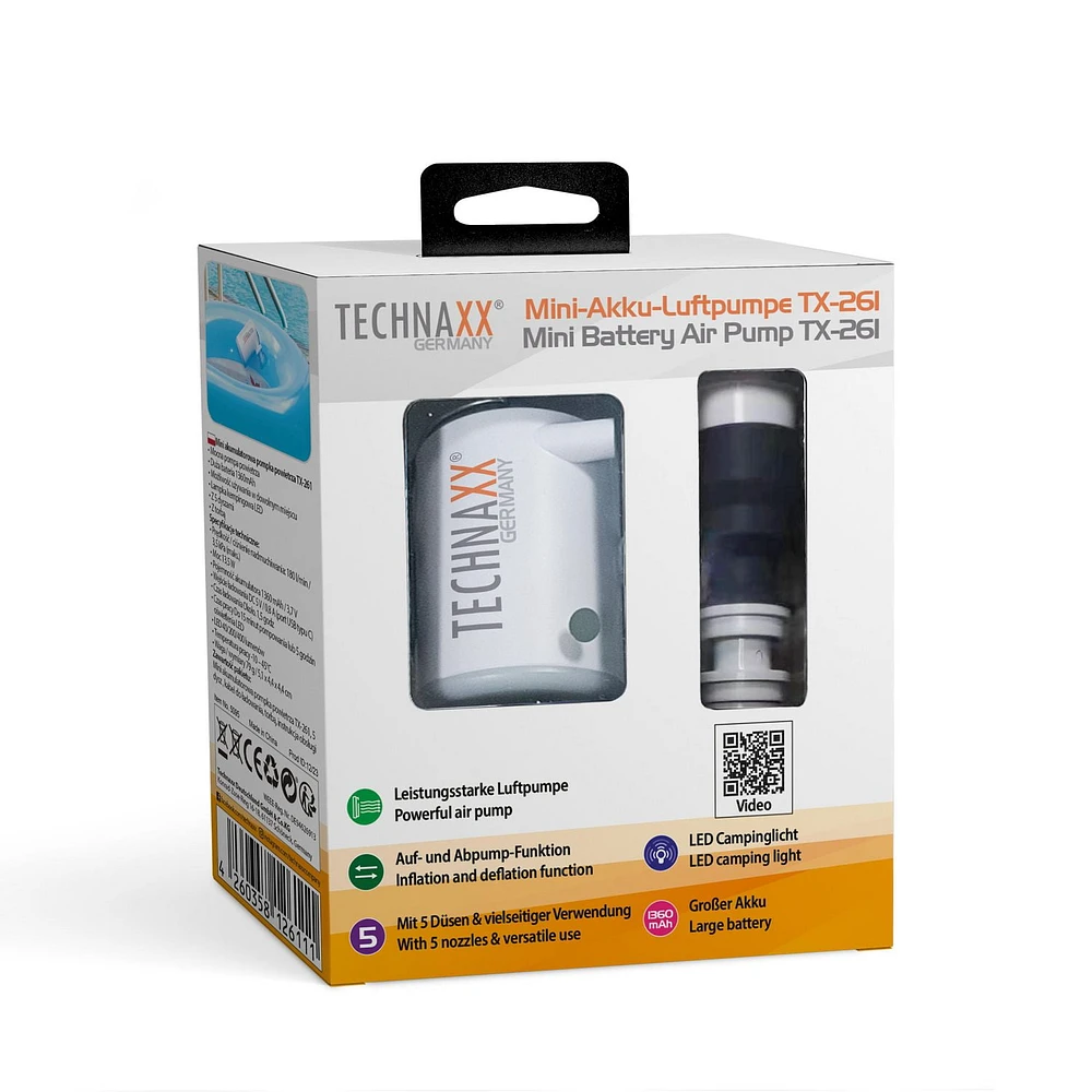 Technaxx TX-261 Mini Battery Air Pump - White