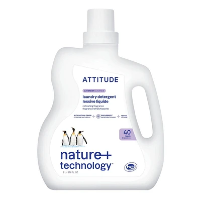 ATTITUDE nature+ technology, Laundry Detergent, Lavender, 40 Loads, 2 L