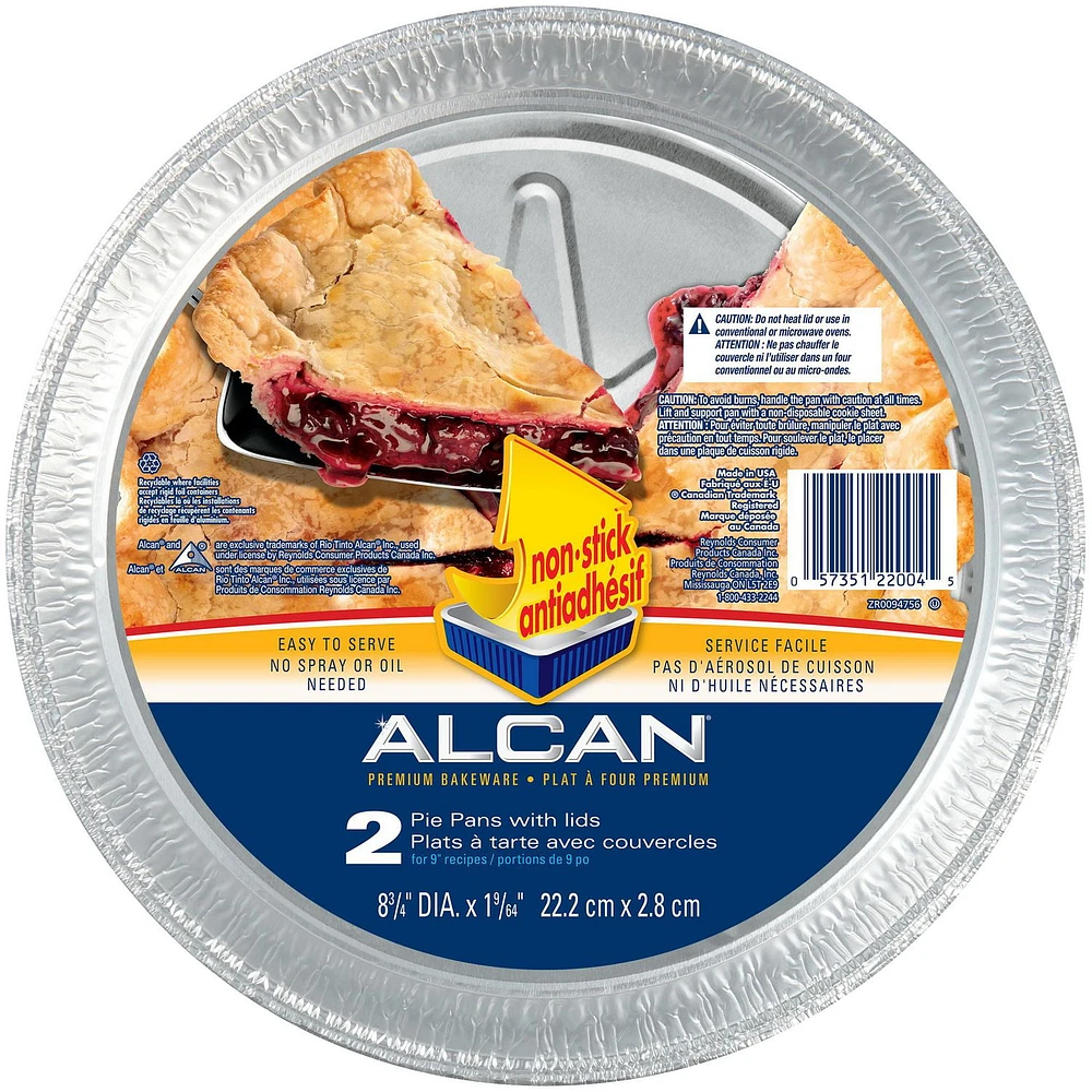 Alcan® Pie Pan Non-Stick Aluminum Foil Pan, 8.75" dia x 1"  2-pack