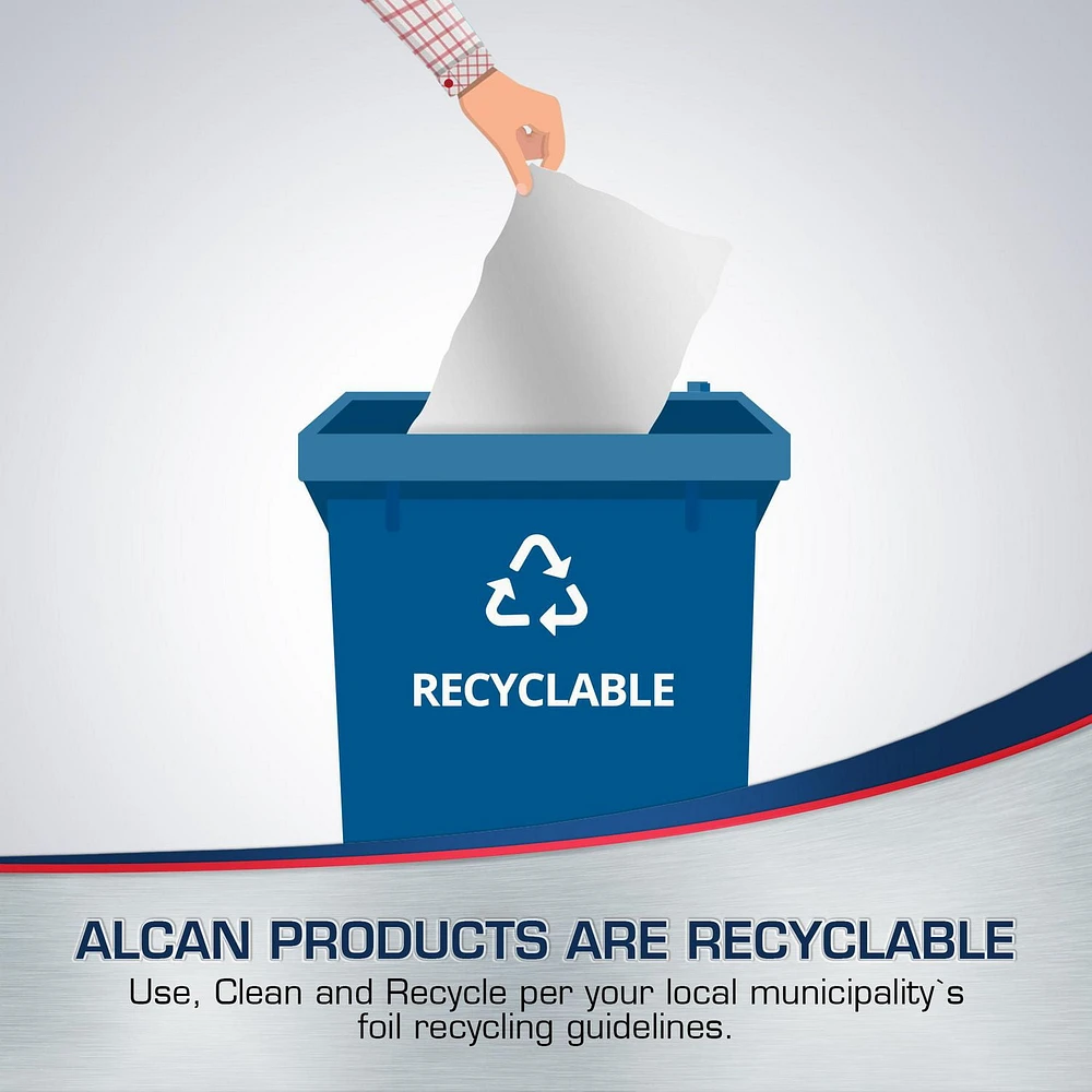 AlcanMC Papier d'Aluminium Anti-Adhérent 12 po x 25 pi , 1 rouleau