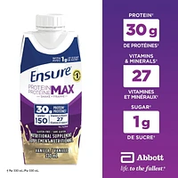 Ensure Protein Max 30 g Nutrition Shake Supplement, Vanilla Protein Drink with 30 g of High-Quality Protein, 1 g of Sugar, 330 mL (Pack of 4), 1320 mL, Vanilla, 4 x 330 mL