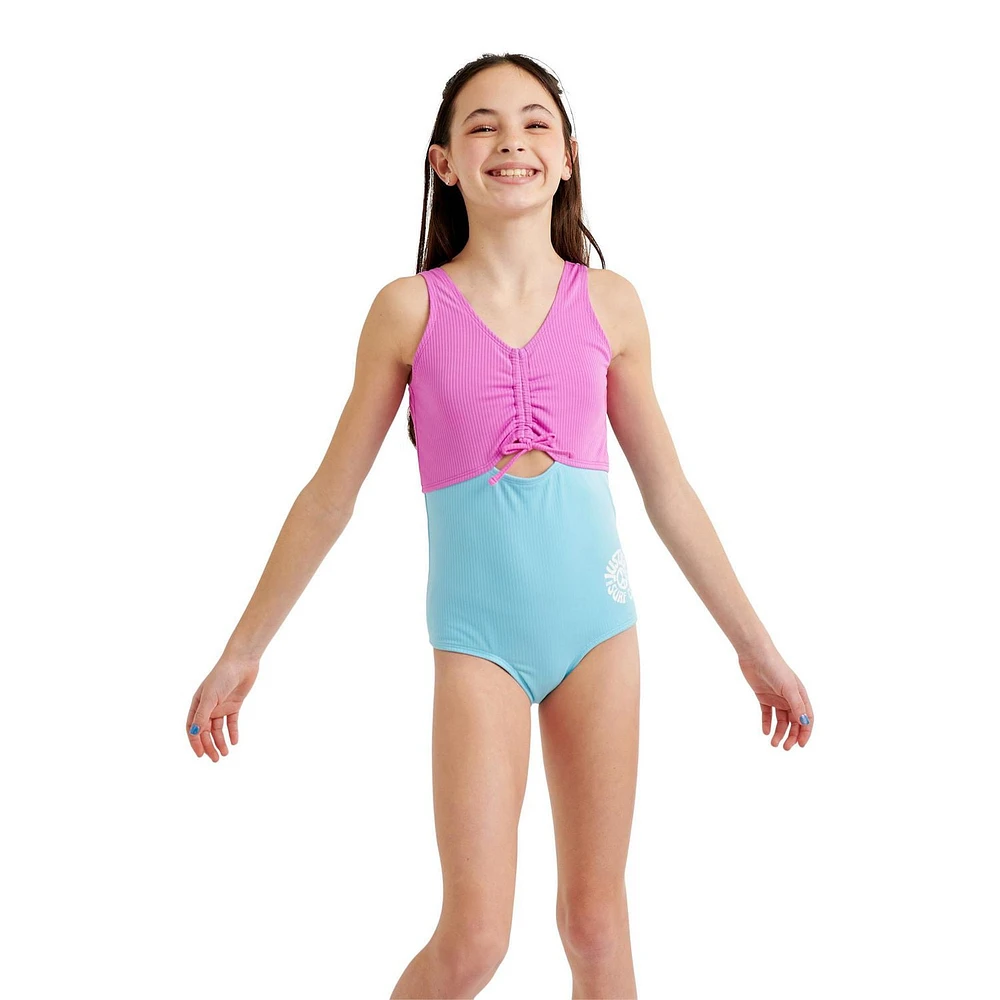 Maillot de bain 1 pièce avec blocs de couleur Justice pour filles