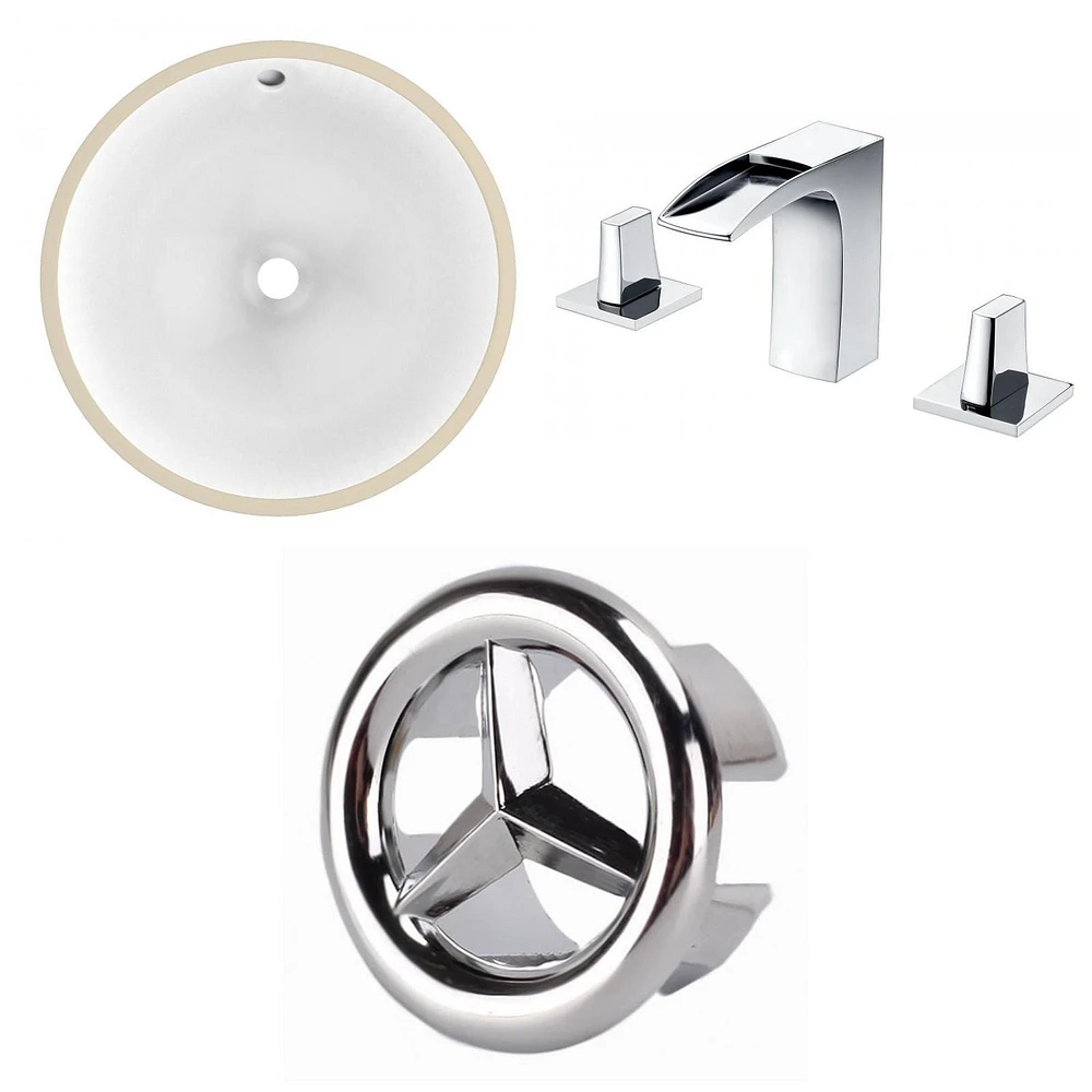 American Imaginations 15.25-in. W Round Bathroom Undermount Sink Set In White