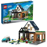 LEGO City Family House and Electric Car 60398 Building Toy Set,  Includes a Kitchen, 2 Bedrooms, Greenhouse, Solar Panels Plus 3 Minifigures and a Puppy, Gift Idea for Ages 6+