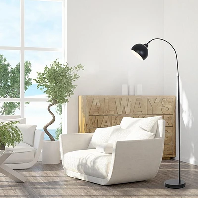 hometrends Black Arc Floor Lamp with Adjustable Shade And Chrome Accents