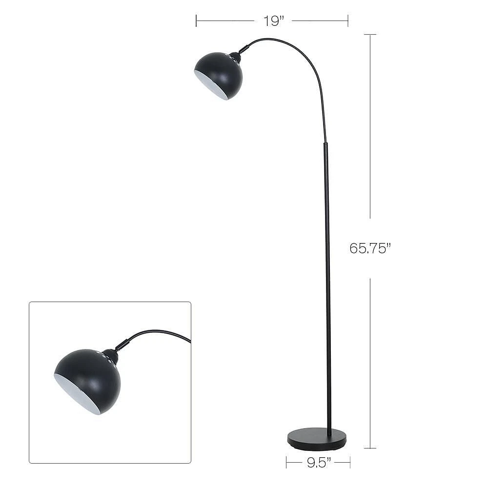 hometrends Black Arc Floor Lamp with Adjustable Shade And Chrome Accents