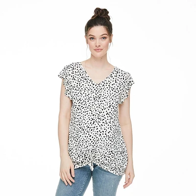 T-shirt avec manches à volants et motif noué Paisley Sky Maternit