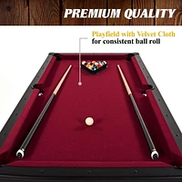 5.5 ft Charleston Red Drop Pocket Pool Table, Billiard Ball and Cue Stick Set Included, by Barrington Billiards