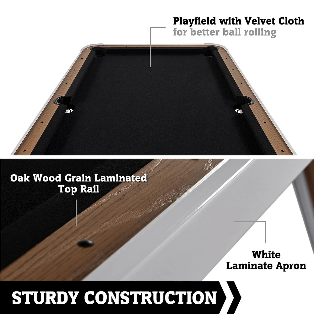 5.5 ft Apex  White Pool Table, Billiard Accessories Included, by Hall of Games