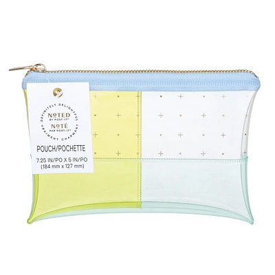 Pochette pour stylos NTD5-PP-DOTEF Post-it®, collection Noté, plastique transparent bleu et jaune avec fermeture éclair, 7,5 po x 5,25 po, 1 pochette/paquet Poch. NTD5-PP-DOTEF Post-it®