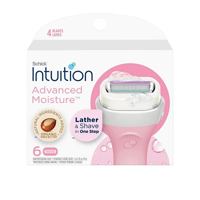 Schick Intuition Advanced Moisture Women’s Razor Refills with Shea Butter, 6 Razor Refills