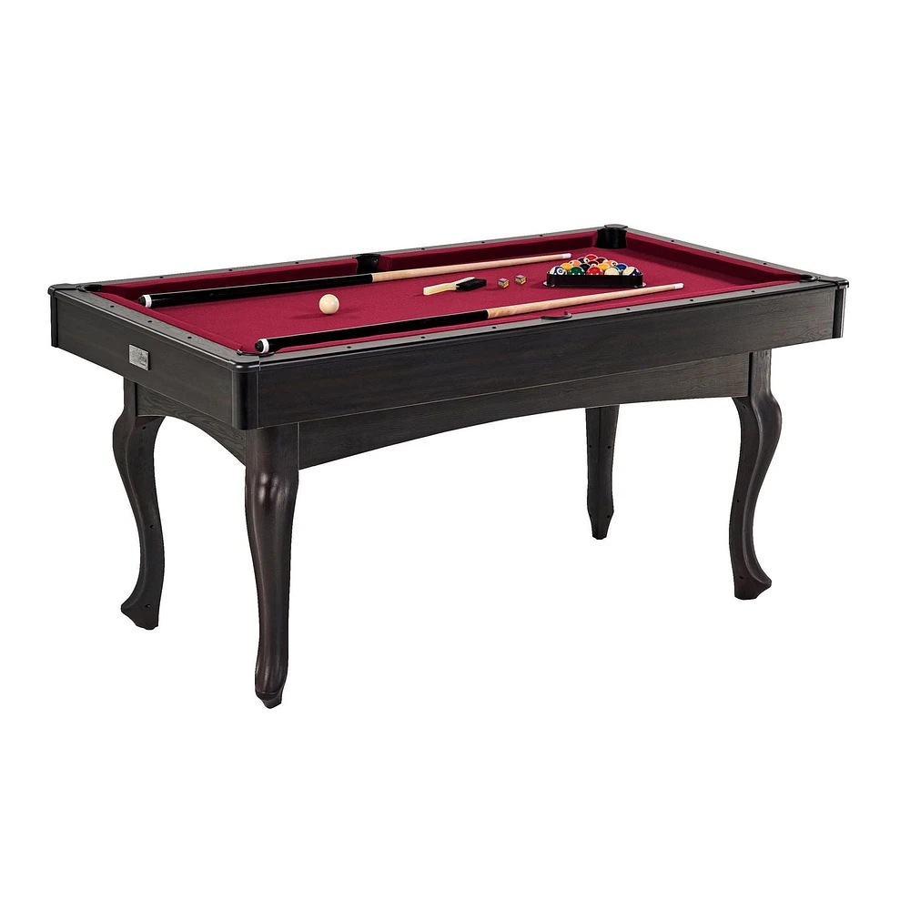 5.5 ft Charleston Red Drop Pocket Pool Table, Billiard Ball and Cue Stick Set Included, by Barrington Billiards