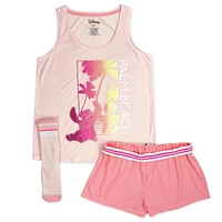 Disney Lilo & Stitch Ladies' 3-Piece PJ Short Set with Socks