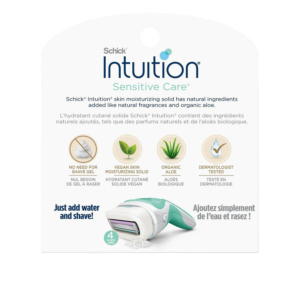 Schick Intuition Naturals Sensitive Care Womens Razor Refills with Vitamin E & Aloe, 3 Refills