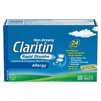 Claritin Rapid Dissolve Allergy Medicine - 24 Hour Non-Drowsy Allergy Medication, Loratadine Antihistamine Pills For Allergy Relief, 50 Tablets