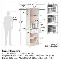 Little Seeds Monarch Hill Poppy Closet Organizer, White with Pink or Blue