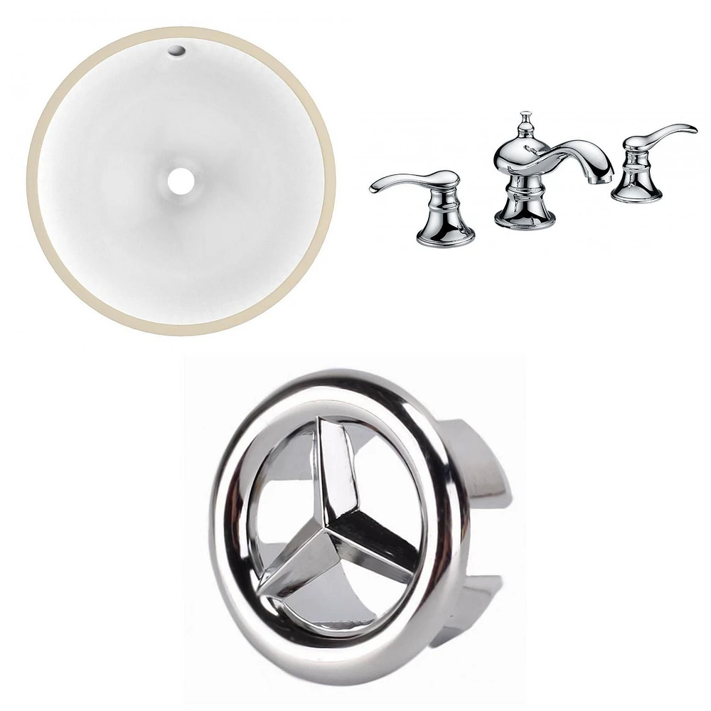 American Imaginations -in. W Round Bathroom Undermount Sink Set In White