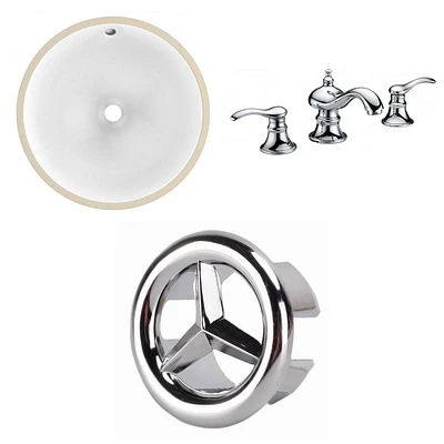 American Imaginations -in. W Round Bathroom Undermount Sink Set In White