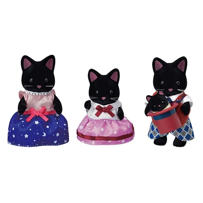 Famille Midnight Cat de Calico Critters, ensemble de 4 poupées figurines à collectionner