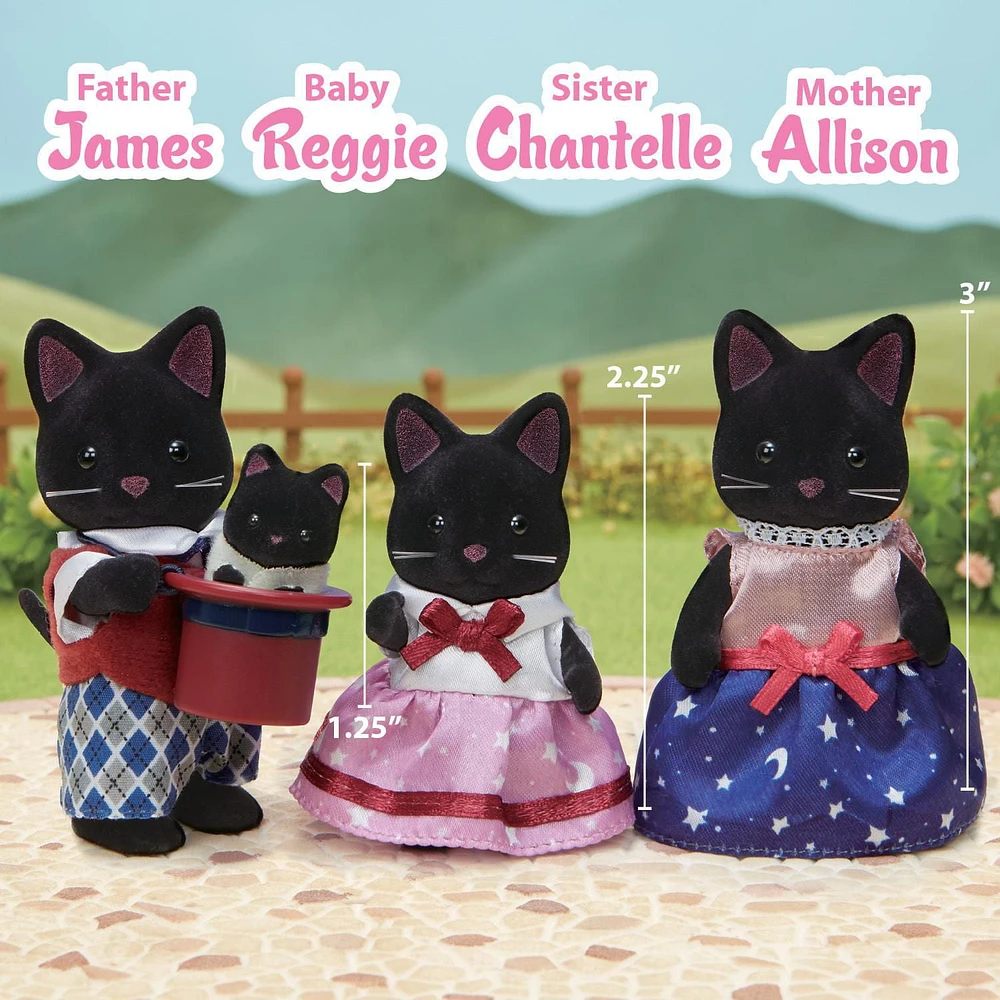 Calico Critters Midnight Cat Family, Set of 4 Collectible Doll Figures