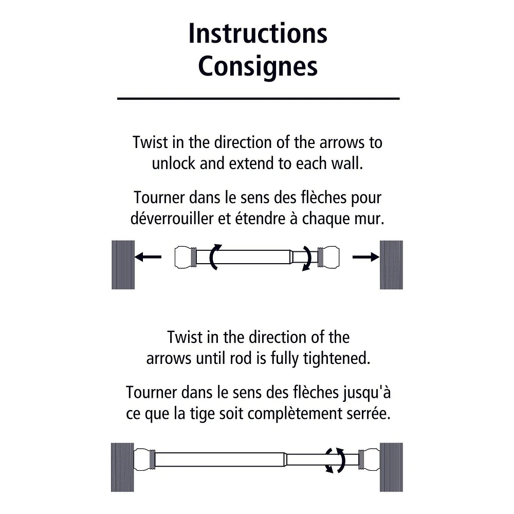 Tringle de douche à tension réglable Mainstays avec embouts décoratifs