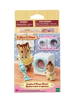 Calico Critters Laundry & Vacuum Cleaner, Dollhouse Furniture and Accessories with "Working" Features