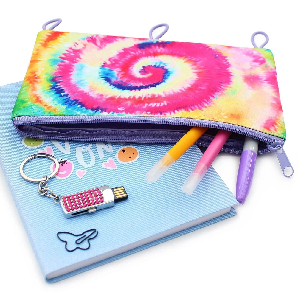 Pen+Gear 3 Loop EVA Rainbow Tie Dye Binder Pencil Pouch