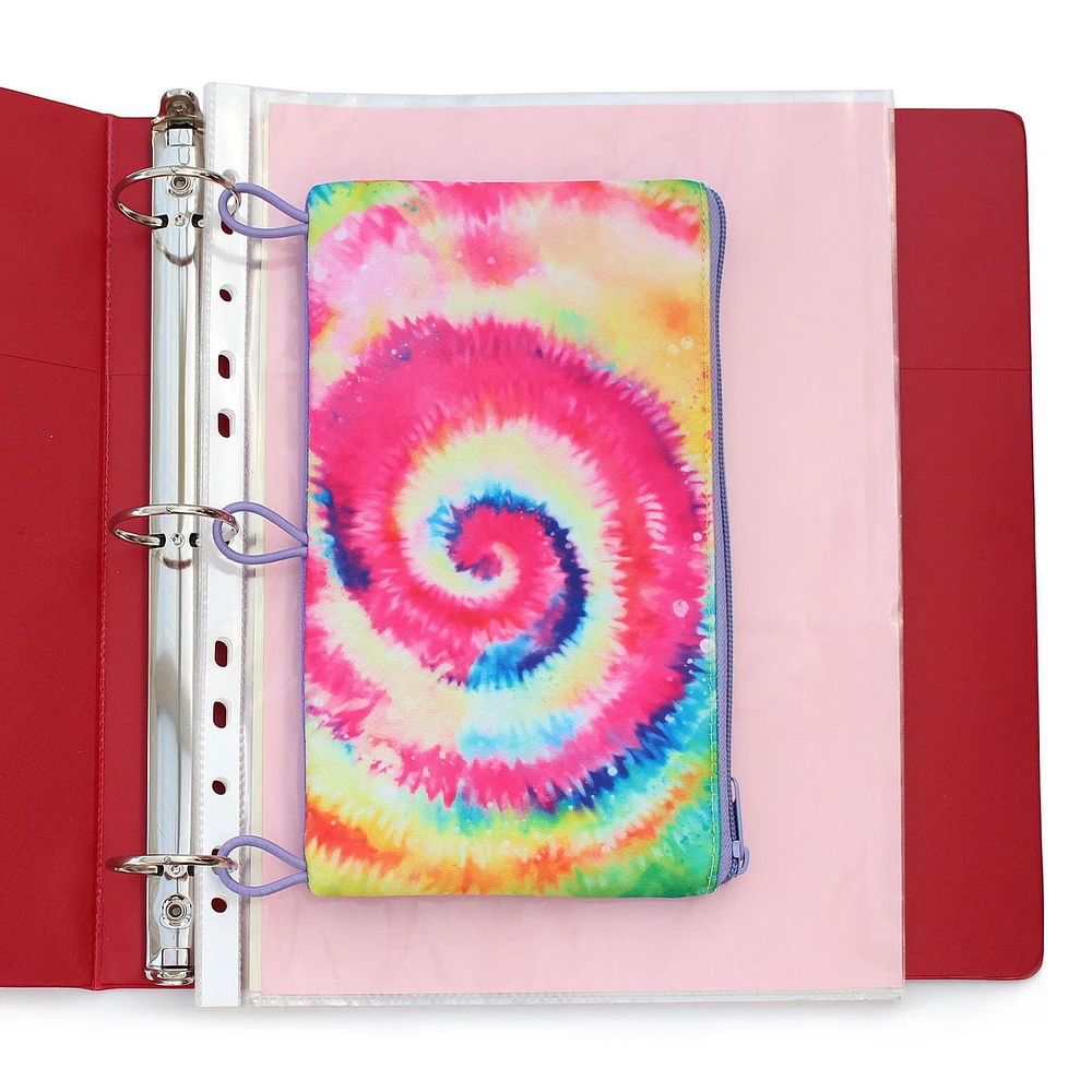 Pen+Gear 3 Loop EVA Rainbow Tie Dye Binder Pencil Pouch